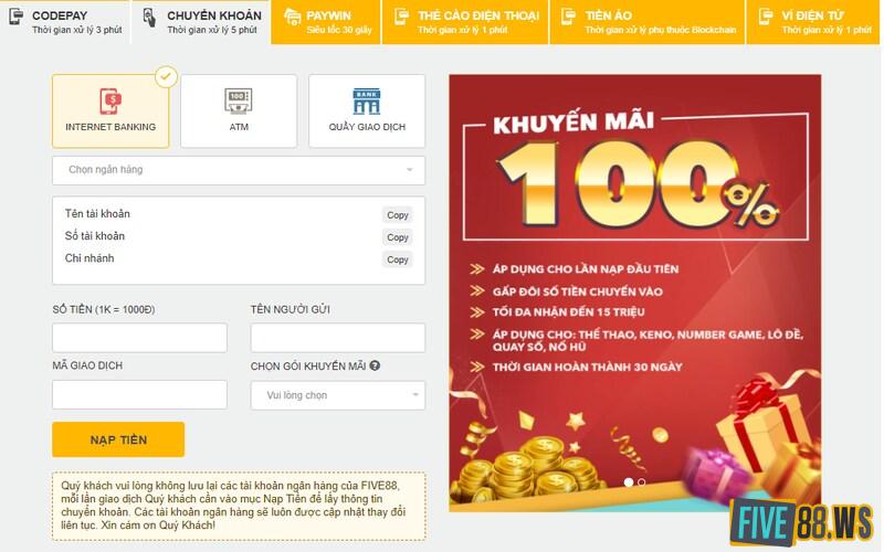 Chuyen-khoan-ngan-hang-de-nap-tien-Five88