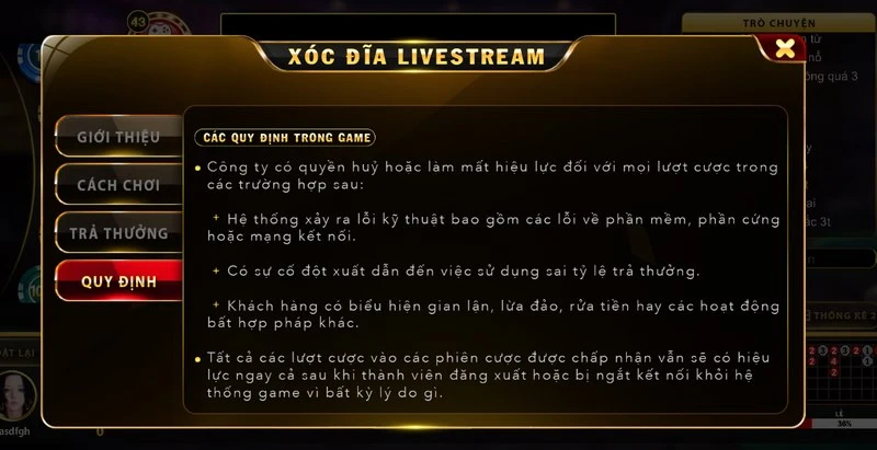 Luật chơi Xóc đĩa livestream tại Betvisa vẫn giữ được quy tắc truyền thống